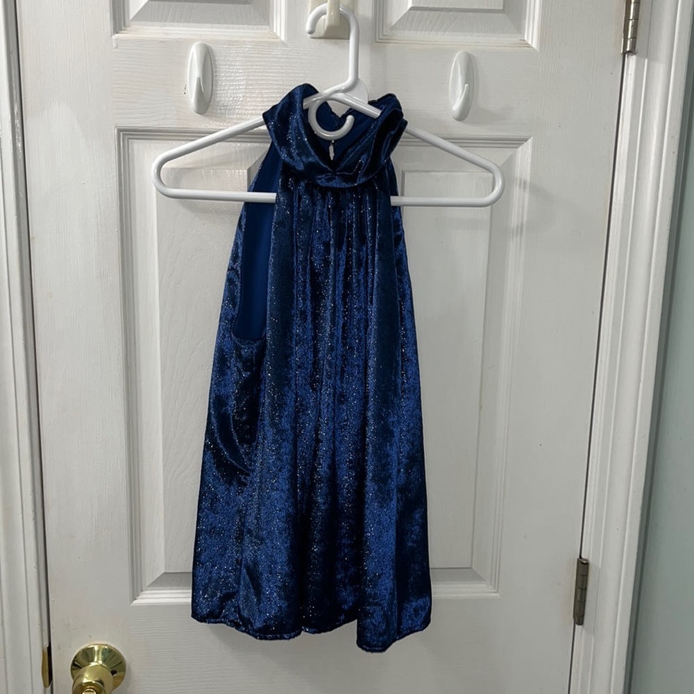 Beautiful Ramy Brook dark blue high neck tank top